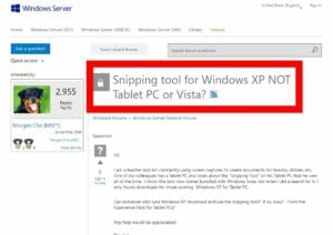 Snipping Tool für Windows xp - Frage zum Bildschirmfoto be Microsoft